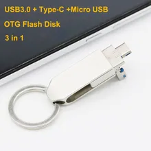 Mini Android Mobile Phone OTG USB3.0 U Disk Micro USB Type-C 3 in 1 Type C Adapter U-Disk 32GB 64GB 128GB UDisk OTG Flash Disk