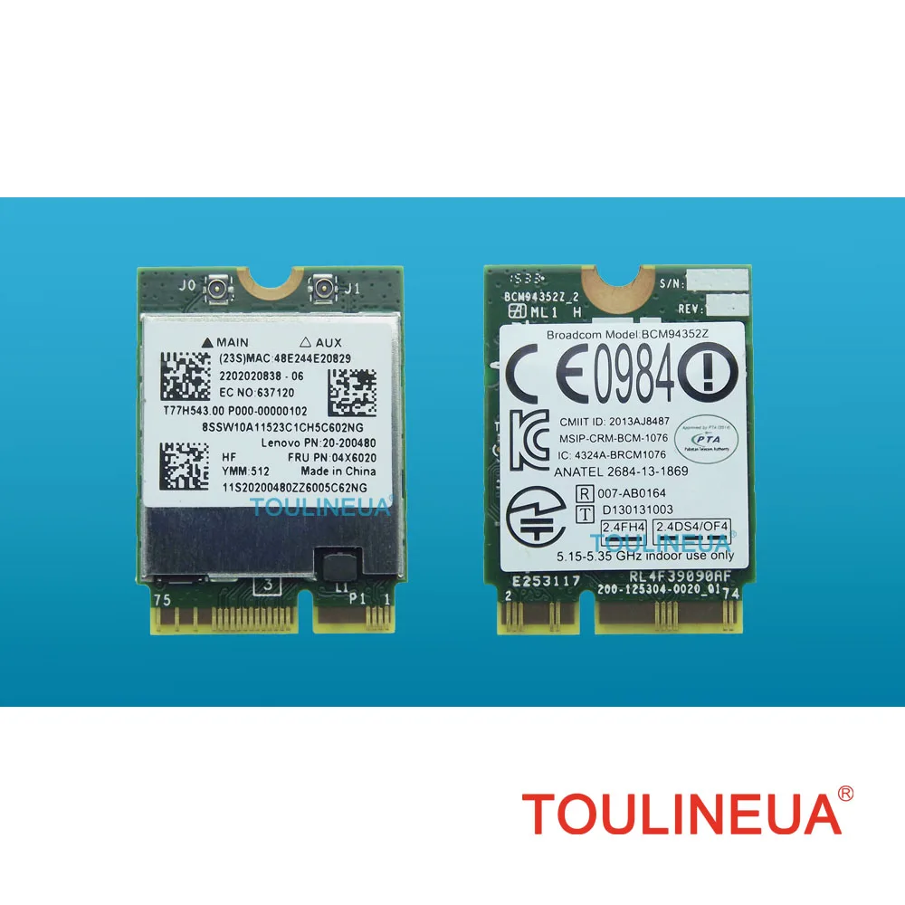 Беспроводная сетевая карта BCM94352Z Fru 04X6020 AC BT4.0 867 Мбит/с для lenovo B40 B50 E40 Y50 YAGA 3 WiFi|wireless