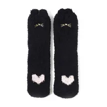 Новинка; теплые носки без пятки из бархата кораллового цвета с милым рисунком для женщин и девочек; удобные носки; MX8