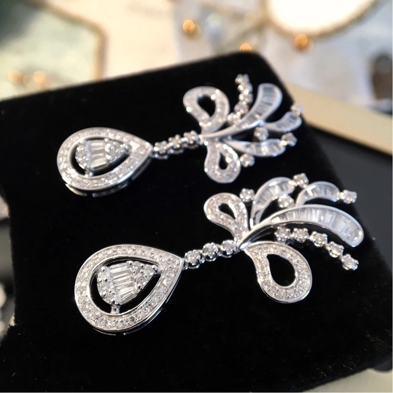 H12b7cb9fd8734df7a8a01c707c6124448 Aazuo Fine Jewelry 18K White Gold Real Diamonds1.2ct Luxury Water Drop Earrings Gift For Women Engagement Party Pure 18k Lock