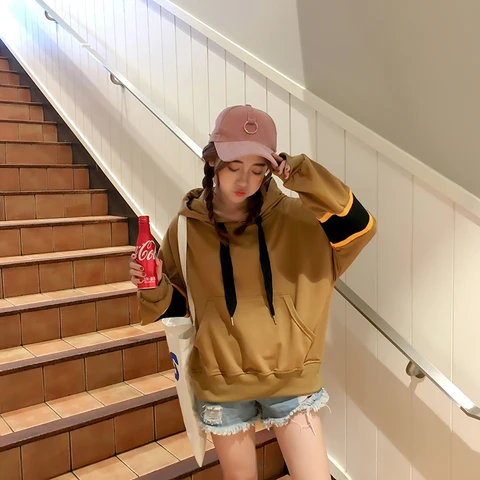 Solid Oversized Hoodie Women O-neck Female Autumn Winter Casual Long Sleeve Pullovers Hoodie Harajuku Streetwear Fashion