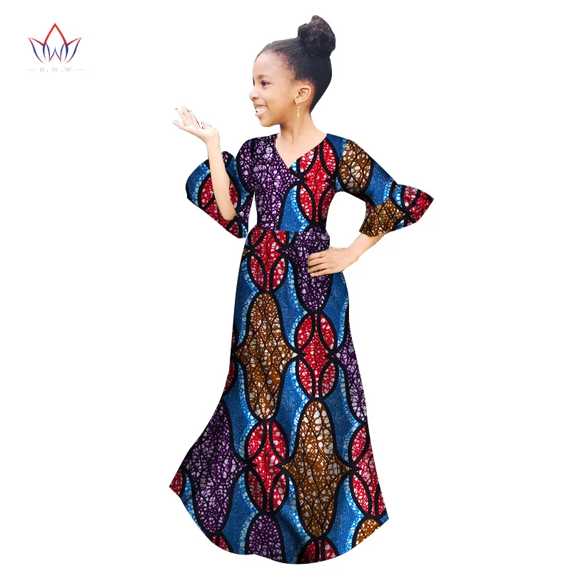 Женская одежда в африканском стиле детское традиционное Хлопковое платье с рукавом-бабочкой, платья с принтом Весенняя детская одежда BRW WYT154 - Цвет: 6