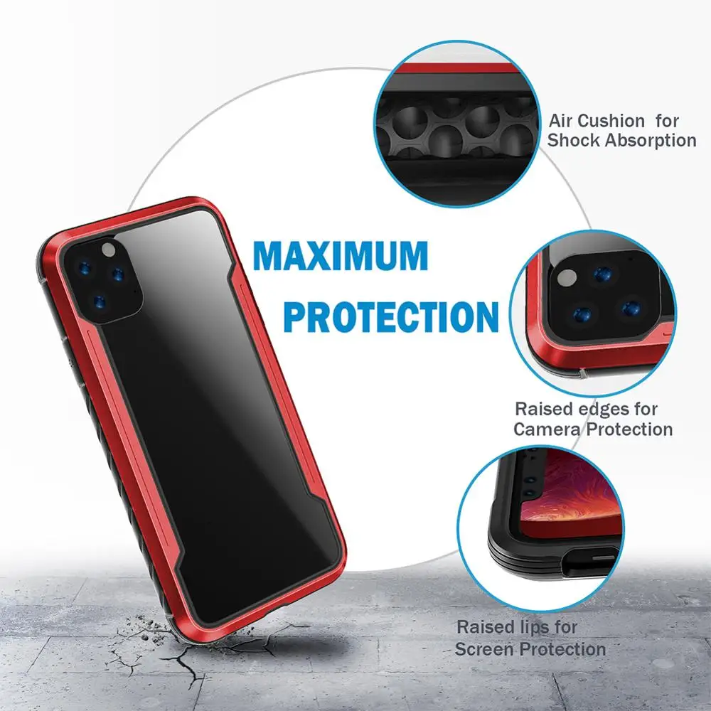 

New Phone Case For Phone 11 Pro Max Protection Shockproof Military-grade Drop-resistant Metal Protective Solid Case Back Cover