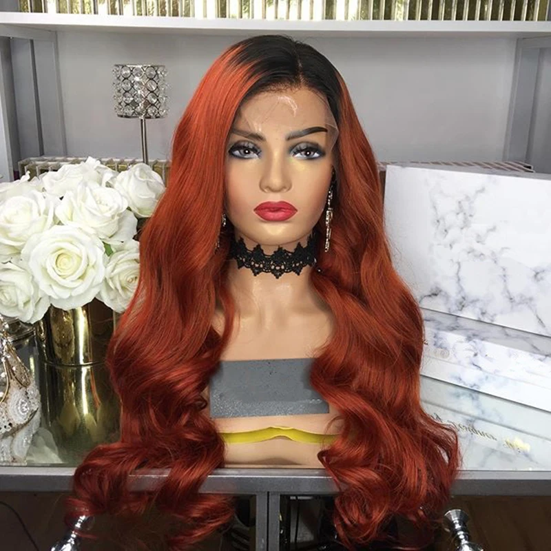 

Dark Orange Water Wave Long 13x4Lace Front Wig Human Hair 5x5 U part wig For Women With Baby Hair Middle Ratio Preplucked