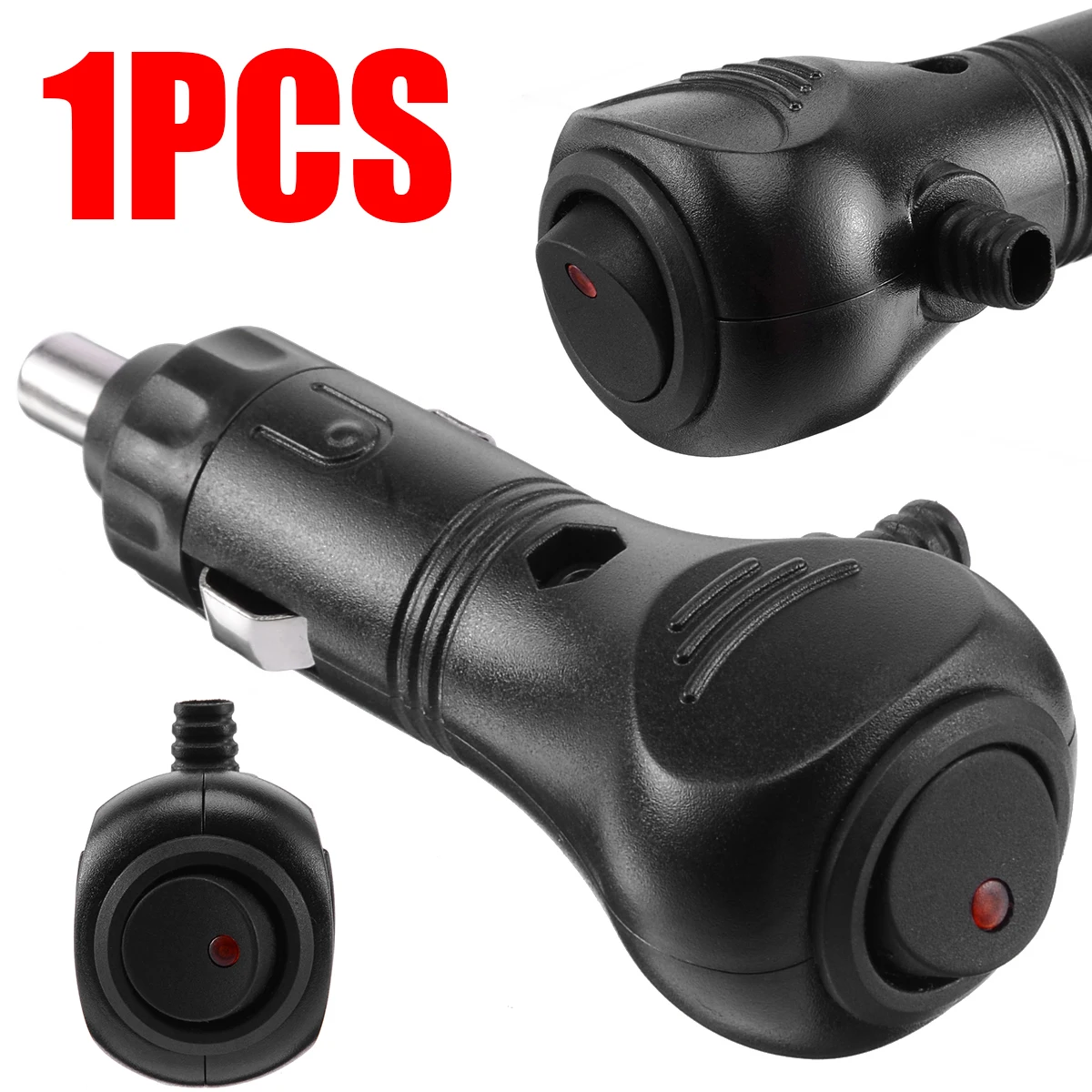 Universal 1PC 12V Male Car Cigarette Lighter Socket Plug Connector LED On Off Switch Car-styling Cigarette Lighter