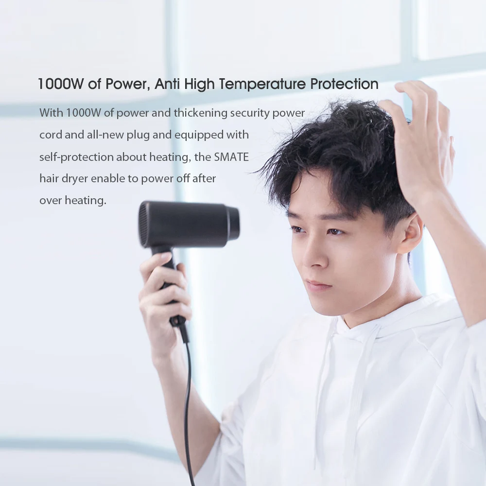 Xiaomi Mijia SMATE, анион, фен, Мини, отрицательный ион, уход за волосами, быстро сохнет, портативный, складной фен, 17500 об/мин, SH-A12, 220 В