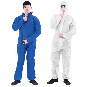 

Protective Suit Hooded Jumpsuit Unisex Disposable Non Woven Isolation Laboratory Hospital Protection Coverall