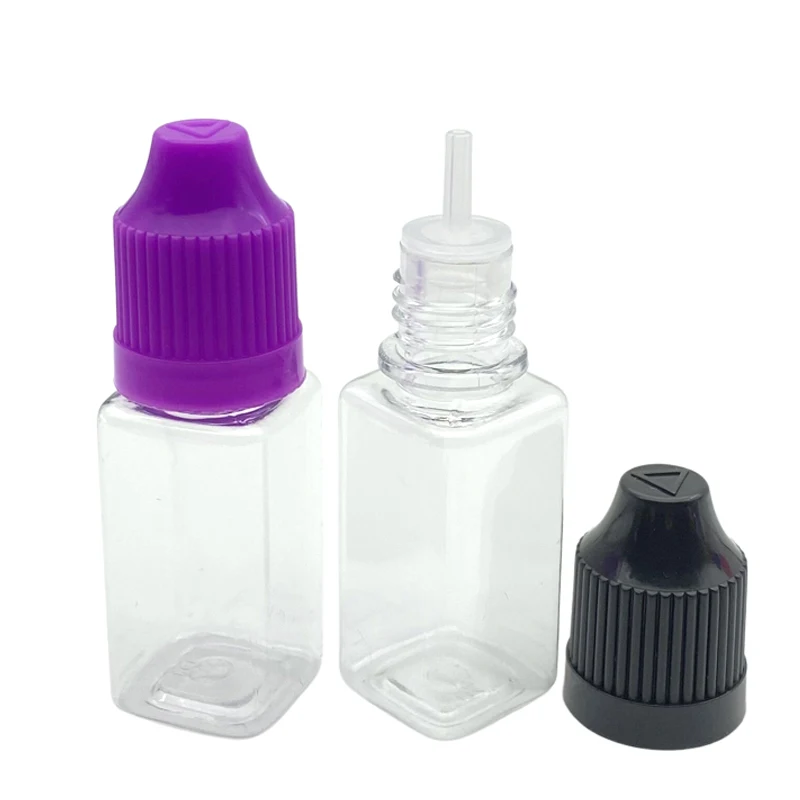 

10pcs Clear PET Square 10ml Plastic Dropper Vial With Childproof Cap For Eye Drop E Liquid Empty Bottle