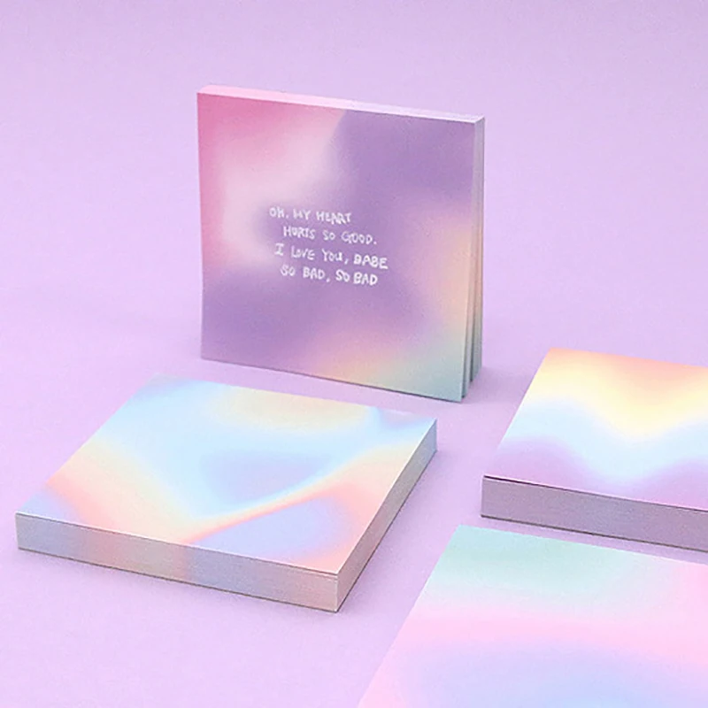

Gradient Color Laser Square Memo Pads Learning Office Notepad Travel Planner Notebooks DIY Student Stationery School Supplies