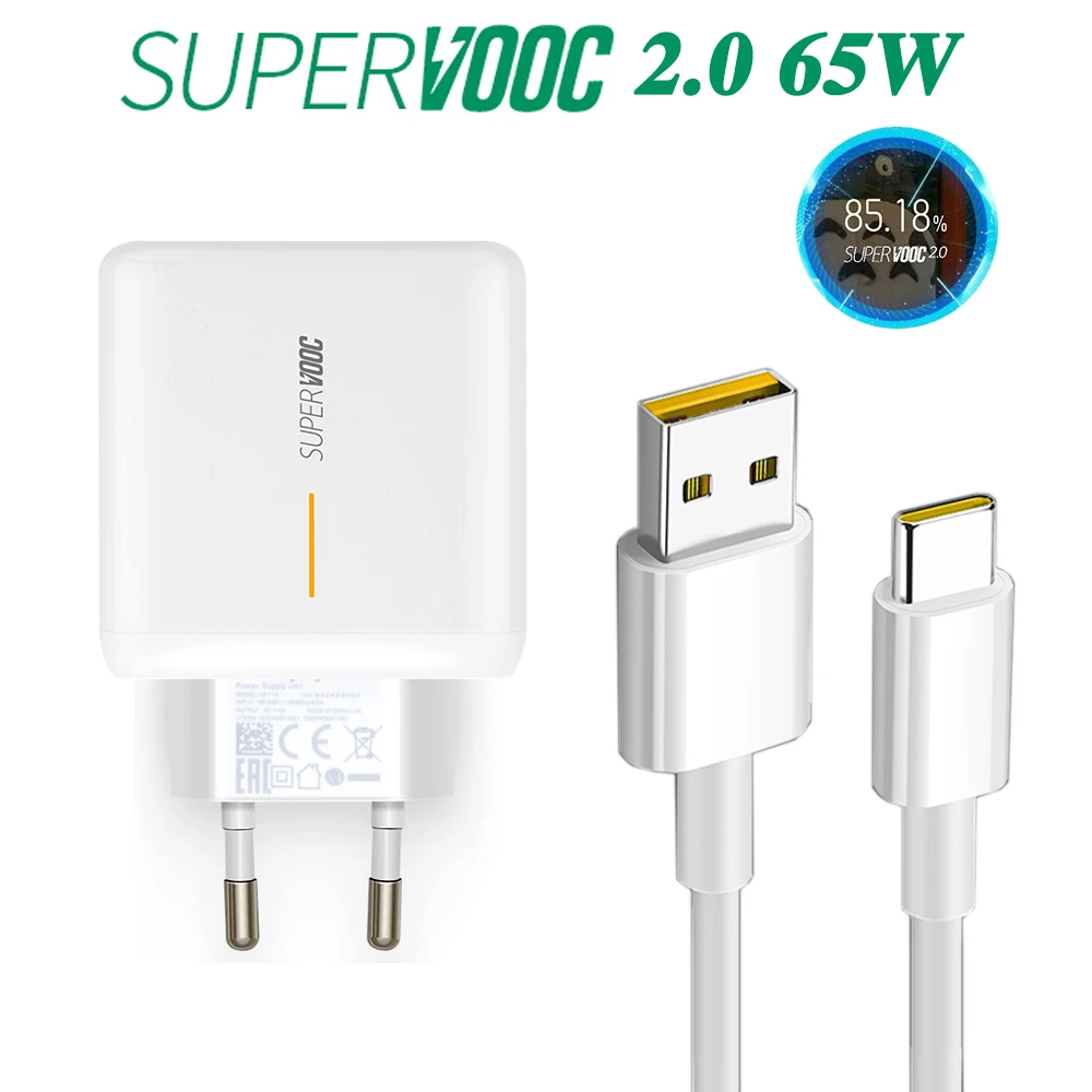 65 Вт Супер vooc зарядное устройство для OPPO Reno Ace / Reno4 Pro 5G Ace2 Find X2 phone USB Type C