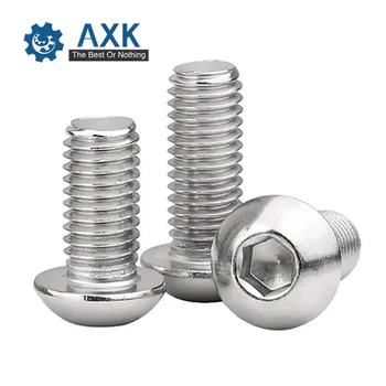 

AXK 50Pcs M3 ISO7380 GB70.2 304 Stainless Steel A2 Round Head Screws Mushroom Hexagon Socket Button Head Screw HW016