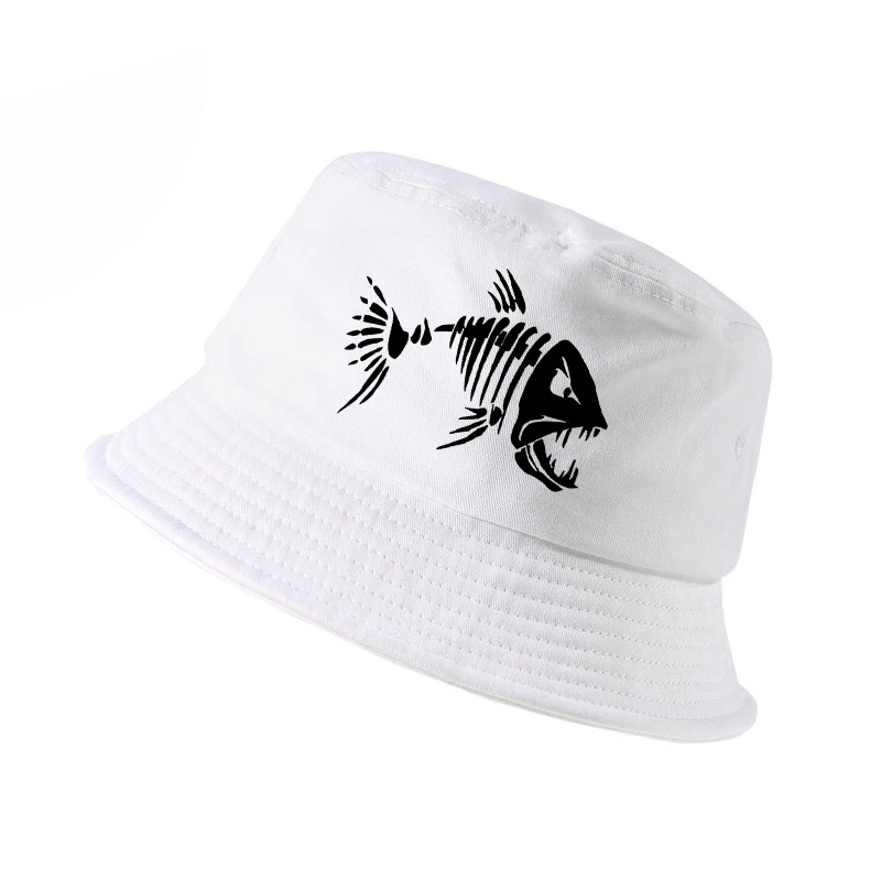 

Brand fashion Fishing hat Summer Casual fisherman hats Men Women panama sun cap Cartoon Fish Bones bucket hat female caps