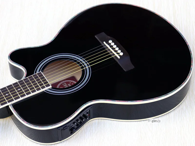 Тонкий корпус акустическая-электрогитара для начинающих гитара с бесплатной гиговой сумкой струна черный натуральный Солнечный белый цвет
