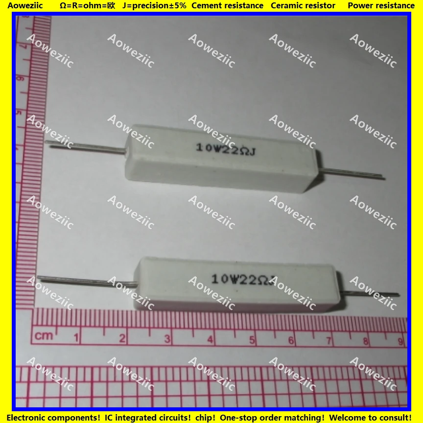 

Горизонтальный цементный резистор RX27 10 Вт 22 ом 22 R 22 RJ 10W22RJ 10W2 2 Ом, керамическое сопротивление, точность 5%, сопротивление мощности, 10 шт.