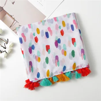 

2020 Mexico style ethnic long colorful dot Shawl Scarf women Autumn Winter Muffler Headband Foulards Sjaal Wrap Hijab