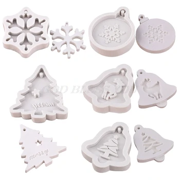 

5Pcs Epoxy Resin Mold Christmas Tree Elk Snowflake Pendant Casting Silicone Mould for DIY Crafts Jewelry Keychain Making