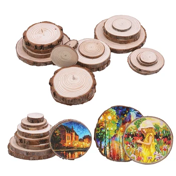 

1/2/5/10pcs Natural Pine Round Unfinished Wood Slices Circles Blank Wood Tree Bark DIY Craft Handmade Material Painting Decorate