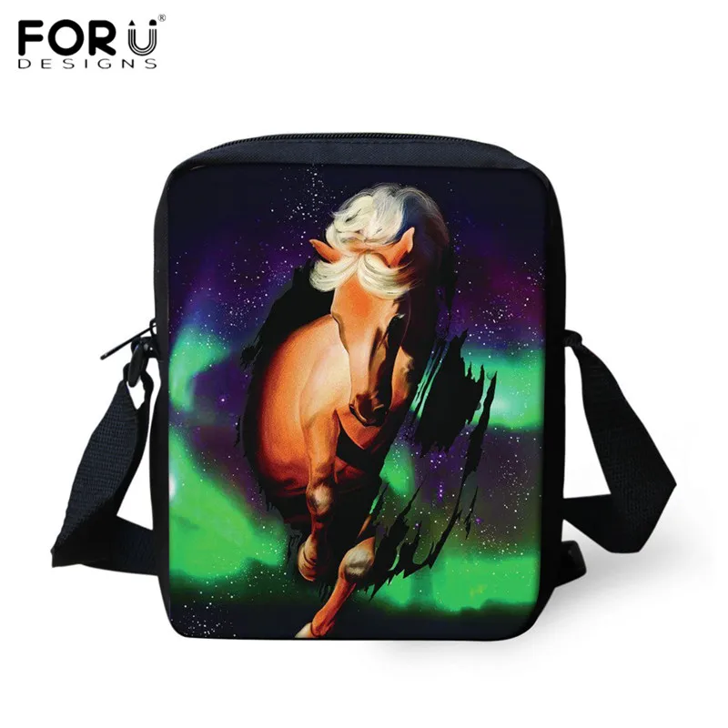 FORUDESIGNS/сумки-мессенджеры с животными для детей, девочек, мальчиков, лошадь, 3D принт, мини сумка через плечо, модная женская Повседневная сумка на плечо, Bolsa - Цвет: HX605E