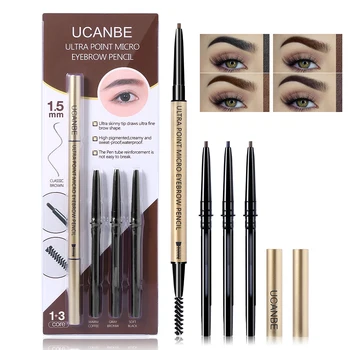 

UCANBE 1+3 Eyebrow Set Ultra Point Micro Eyebrow Pencil Waterproof Long Lasting Makeup 4 Colors Gray Brown Eye Brow Pen Cosmetic