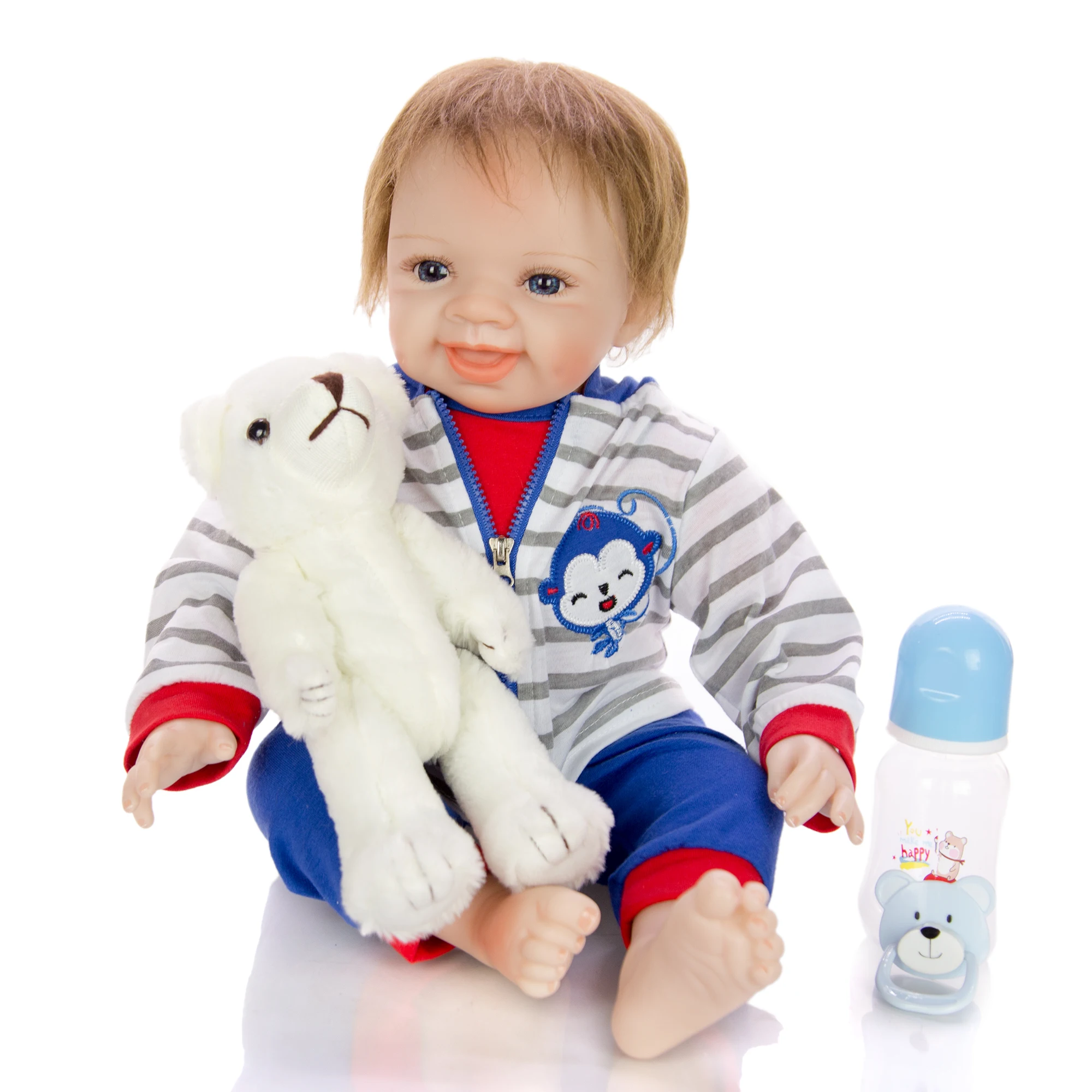 KEIUMI Real Like Smiling 22 ''Reborn Baby Boy мягкий силиконовый винил 55 см PP Хлопок боди Reborn куклы