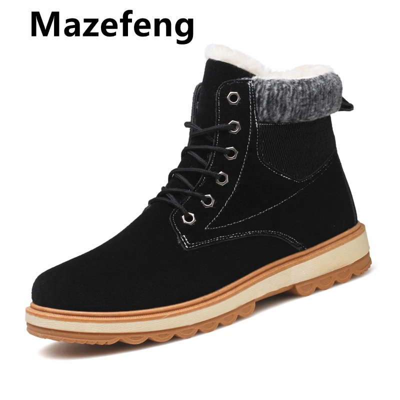 Mazefeng/Новинка года; мужские ботинки; теплые удобные зимние ботинки высокого качества; мужские Ботинки martin в британском стиле; короткие плюшевые ботильоны