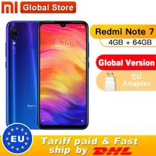 Смартфон Xiaomi Redmi Note 7 с глобальной версией, 4 ГБ, 64 ГБ, Восьмиядерный процессор Snapdragon 660, 4000 мАч, 2340x1080, 48мп, двойная камера, мобильный телефон