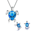 FDLK     Classic Cute Sea Turtle Necklace Earrings Jewelry Set Trendy Animal Fire Opal Stud Earring for Girl Women Best Gift ► Photo 2/6