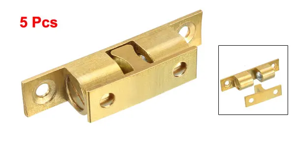 50mm 5pcs Uxcell Простая установка двери шкафа шкаф латунь двойное отверстие мяч защелка натяжения серебро или золотой тон - Цвет: 50mm 5pcs