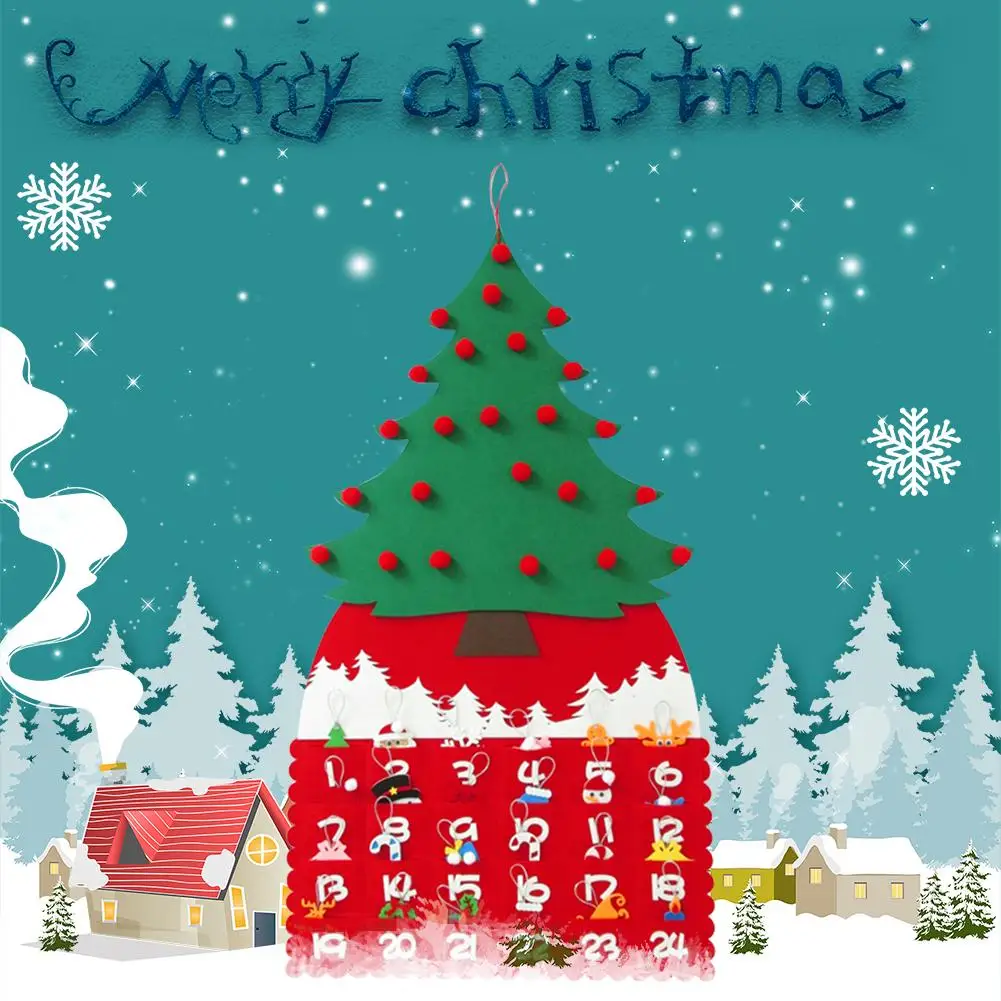 Рождественский календарь c деревьями фетр висячий орнамент для детского подарка