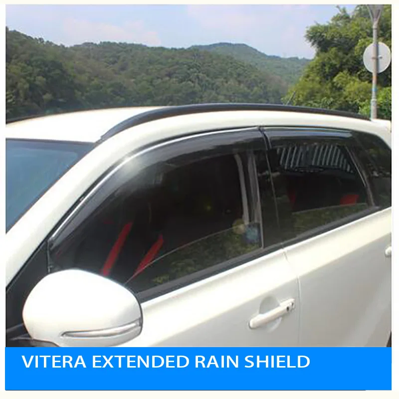 2016 to2018 for Suzuki Vitera window rain shield transparent rain eyebrow with bright strip window shield rain board decorative