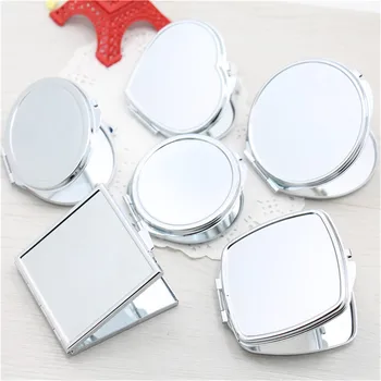 

1pcs Portable Stainless Steel Makeup Mirror Hand Pocket Folded-Side Cosmetic Make Up Double Mirror Small Various Shapes T0269