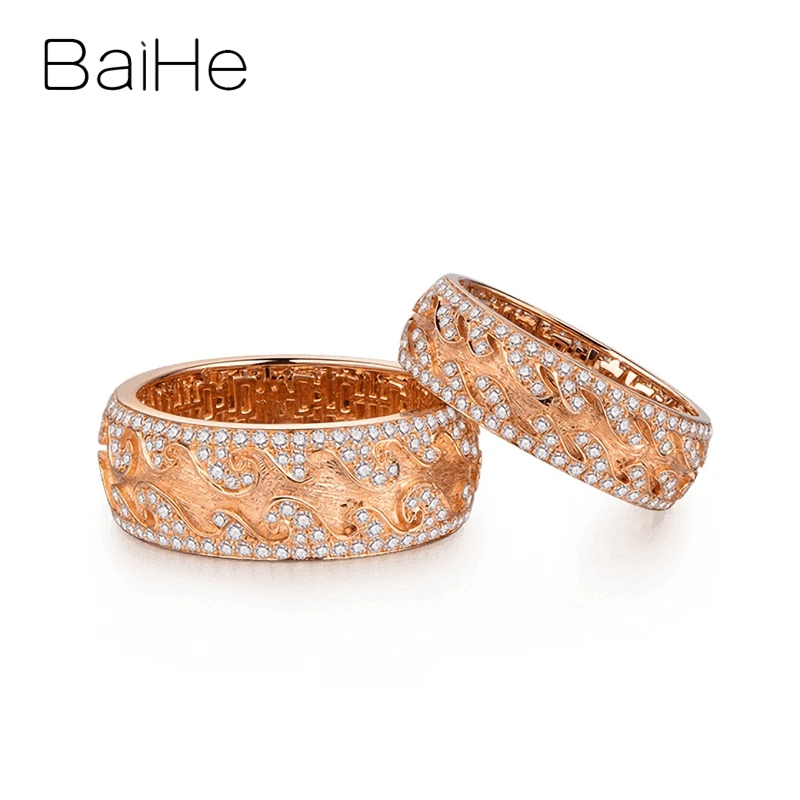 BAIHE, 18 К, розовое золото, для мужчин, 1.4ct/для женщин, 0.9ct H/SI, Круглые, натуральные бриллианты, ювелирное изделие для женщин, модное, хорошее ювелирное изделие, подарок для пары, кольцо