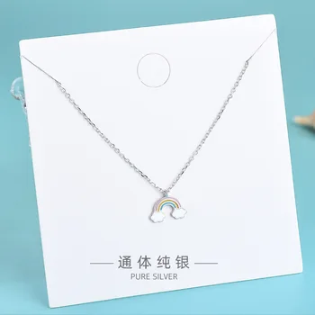

Ms Necklace Korean Small Fresh Sterling Silver Dripping Craft Cloud Rainbow Clavicle Chain Pendant Girl Neck Jewelry Accessories