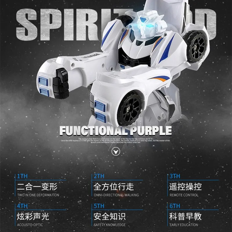 Intelligent RC Combined Deformation Robot 2.4G Singing And Dancing Colorful Sound And Light Electric Remote Control Car Kids Toy 3
