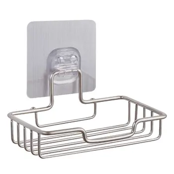 

Soap Dish Holder for Bathroom Shower Wall Mounted Self Adhesive Nail Free No Drilling Soap Holder Saver Tray-Stainless Steel Spo