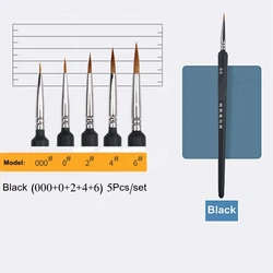 Pink Hook Line Pen with Soft Hair Bristles for Watercolor and Oil Painting - Extra Fine Weasel Hair Brush for Hand - Painted Artworks in Gouache and Acrylic (0 000 2 4 6 black)