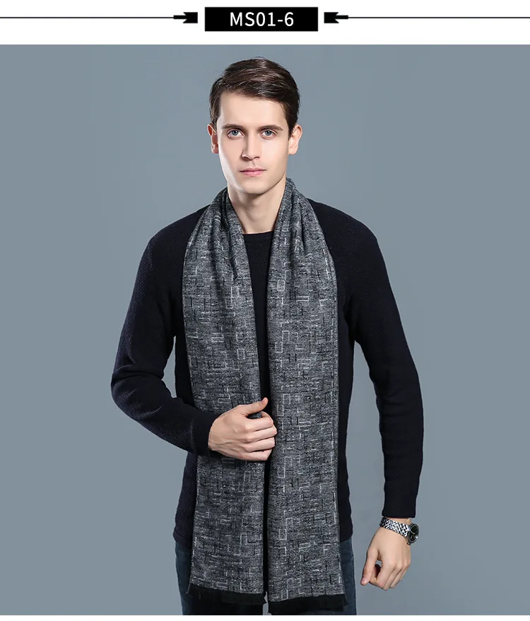 Luxury Brand Plaid Cashmere Scarf for Men Winter Warm Neckerchief Male Business Scarves Long Pashmina Christmas Gifts