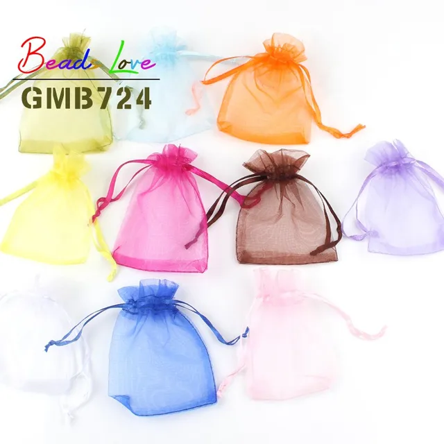 50pcs/lot 5x7cm 7x9cm 9x12cm 10x15cm Drawstring Organza Bags Jewelry Packaging Bags Candy Wedding Bags Wholesale Gifts Pouches 4