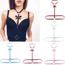 Кожаный бюстгальтер с бантиком, сексапильное белье, фетиш, панк, готика, Рейв, боди, бандаж, укороченный топ, Регулировка размера плюс, ремень для женщин