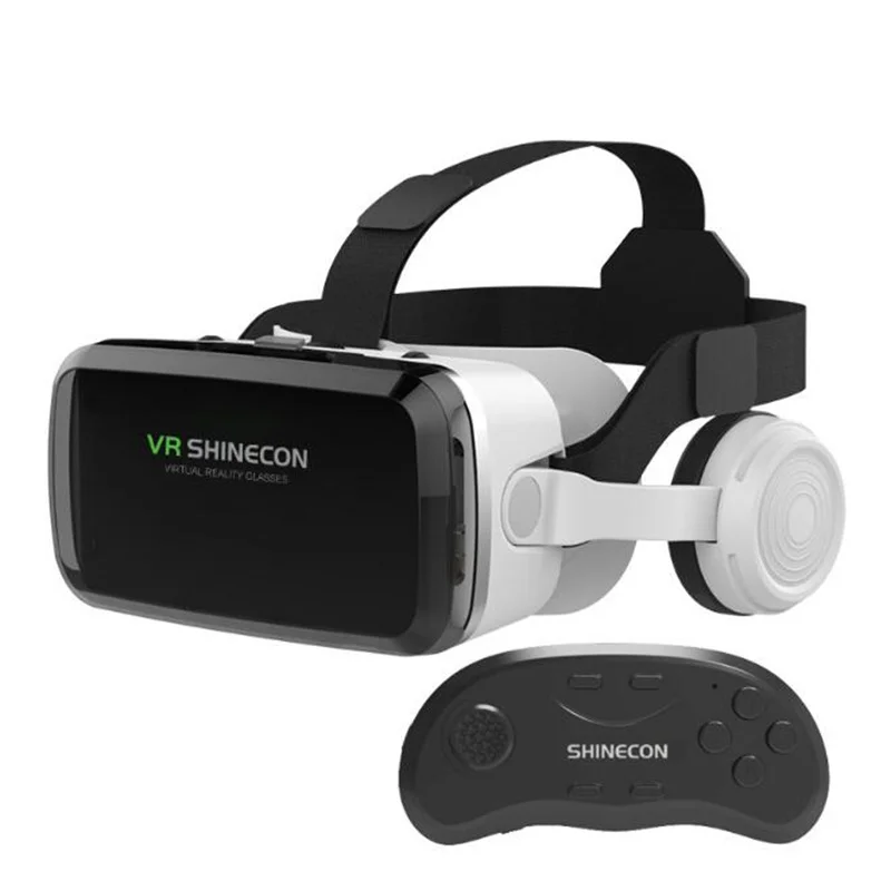 G04BS Wireless VR Glasses 3D Virtual Reality Box Google Cardboard Stereo Mic Headset Helmet for 4.7-7.2" Smartphone+Joystick 