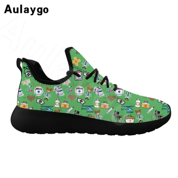 

Aulaygo Nurse Bear Cardiogram Cartoon Design Shoes Kids Girls Sports Outdoor Children Sneakers Running Mesh Flying Footwear 2020