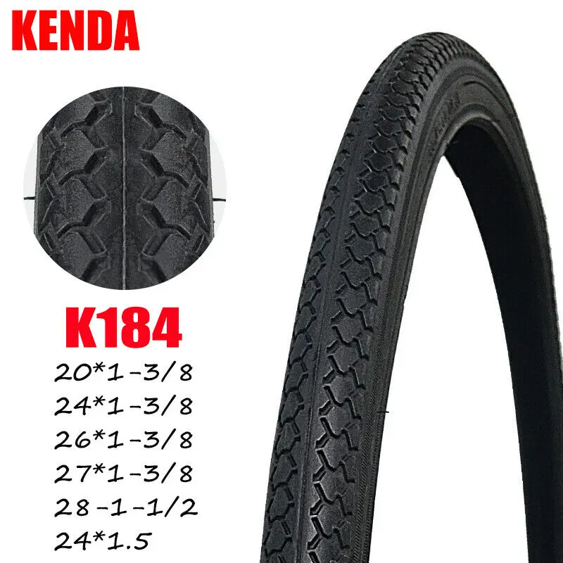 KENDA 20/24/26/27''*1 3/8 Tires Mountain Bike Road Bike Tire 1 Tyre K184 Black 