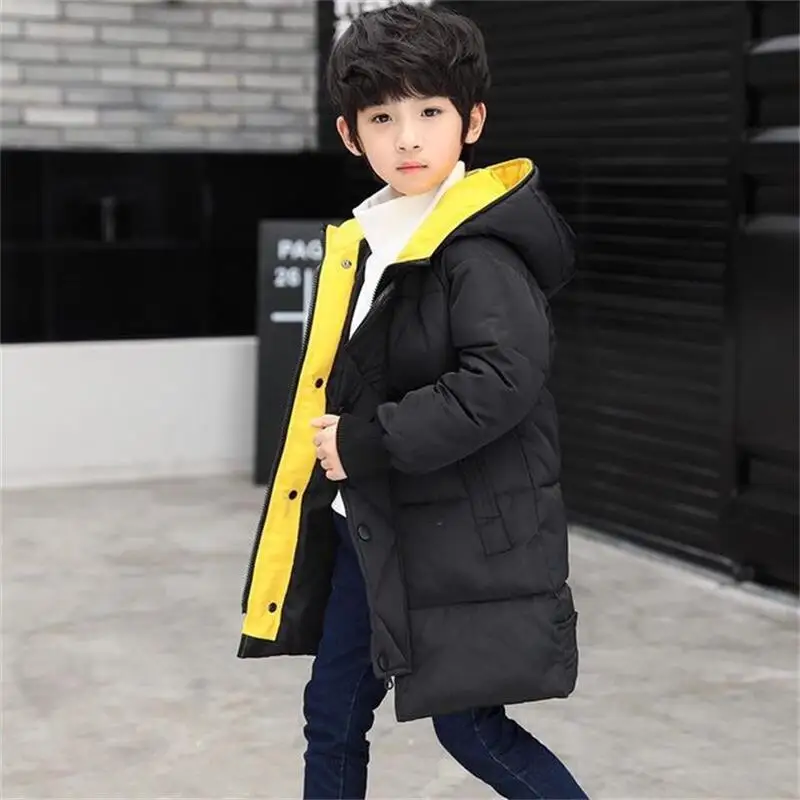 Для мальчиков плотное пальто для детей зимнее пальто новые длинные утепленные брюки больших размеров детская Детская куртка из хлопка детская одежда