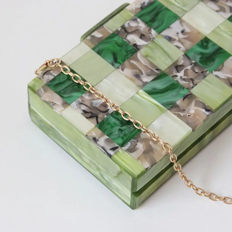 THINKTHENDO Women Vintage Patchwork Clutch Evening Bag Bridal Party Lady Acrylic Handbag
