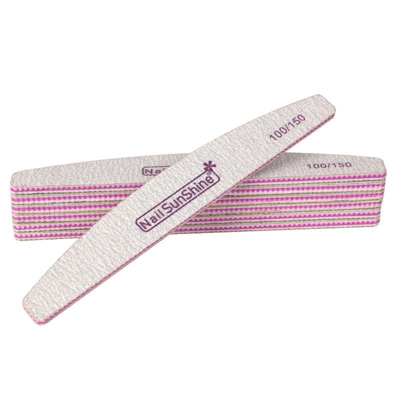 Arquivo de Unhas Forma de Arquivo de Unhas Cinza Meia Lua-em Forma de Buffer Lixa Lavável 100 - 150 Grit Polimento Lixamento Bloco Manicure 50 Pçs 3 lua-em forma de arquivo de unhas buffer