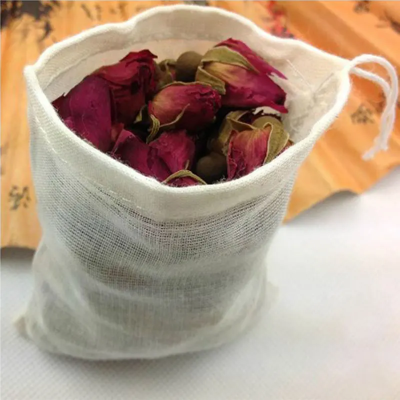 50 шт./лот, новое хлопковое ситечко на шнурке, пряность для чая, пищевая отдельная фильтрующая сумка для питья чая, инструменты 6*8 см