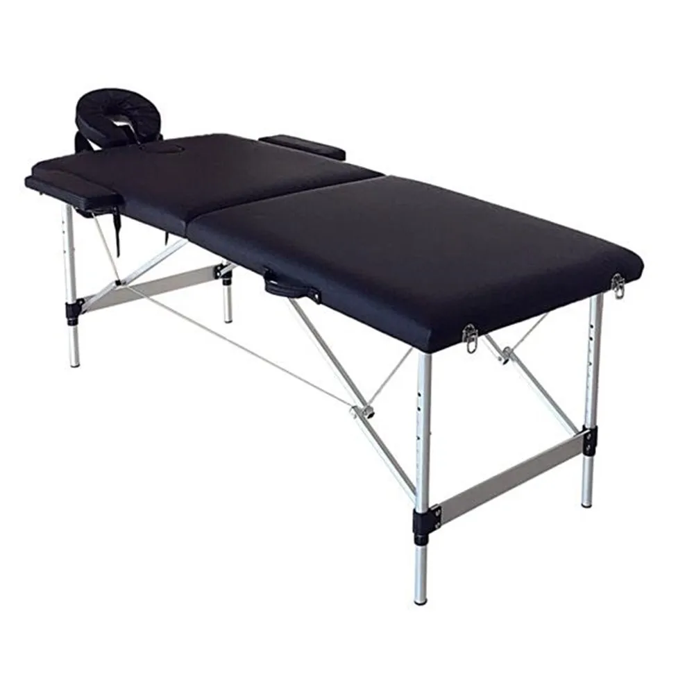 

186CM* 60CM * 63cm adjustable Beauty Portable Salon Bed 2 Sections Folding Portable SPA Bodybuilding Massage Table Black