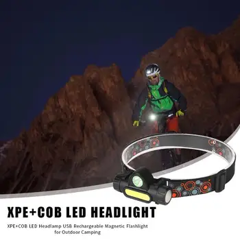 

Portable XPE COB LED Headlight Dimming Flashlight USB Rechargeable 2 Modes Waterproof Headlamps for Outdoor Camping