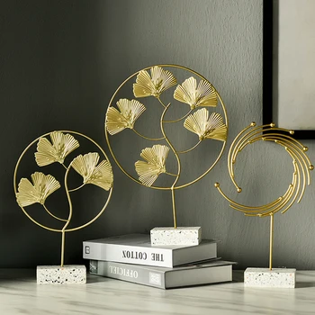 

Ginkgo Creative Plant Ornaments Iron TV Cabinet Decoration Light Luxury Plants Ornaments Homes and Offices Adornment Accessories