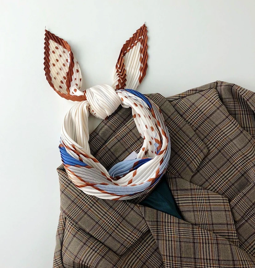 Luxury Silk Pleated Scarf - Womens Hair  Neck Accessory